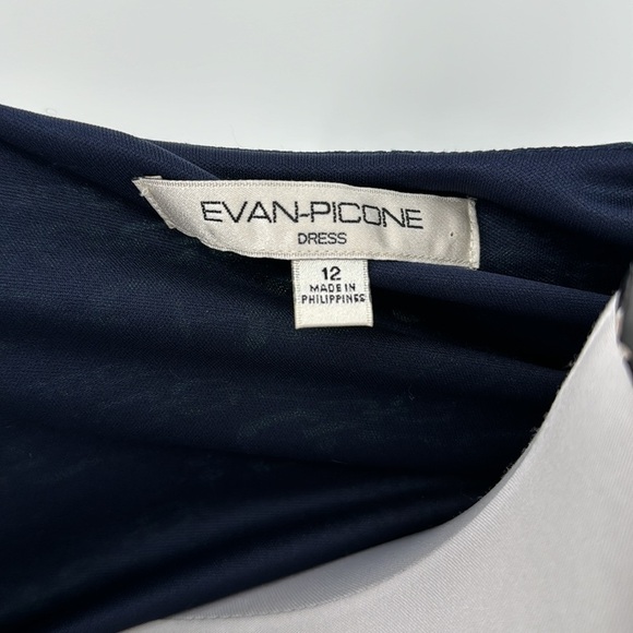 Evan Picone Chain Link Print Faux Wrap Knee Length Dress Blue Size 12-NWT - Picture 6 of 8